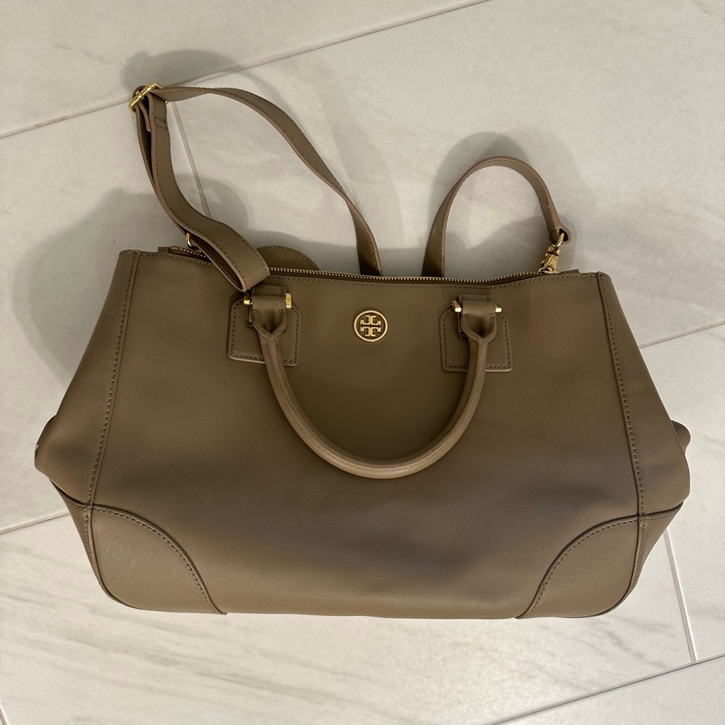 Beige/Grey Tory Burch Bag Hardly Used Like New